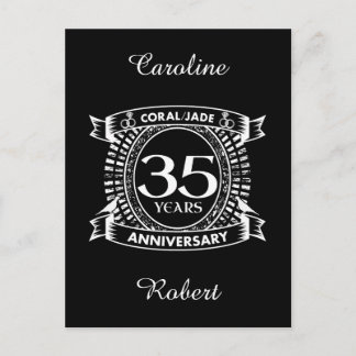 Postal 35 aniversario de bodas Crest de Coral Jade