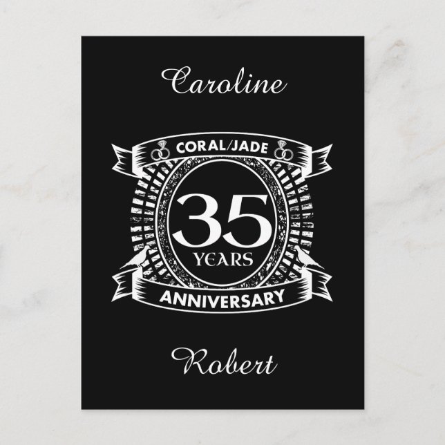 Postal 35 aniversario de bodas Crest de Coral Jade (Anverso)