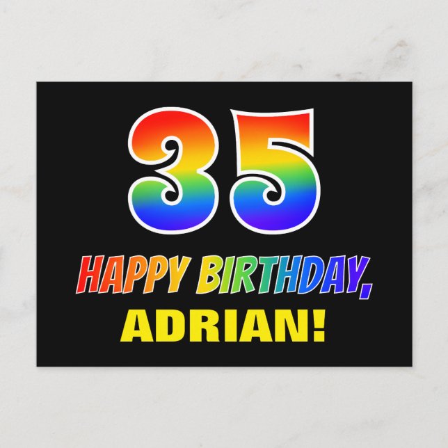 Postal 35 Cumpleaños: Atrevido, Divertido, Simple, Arcoír (Anverso)