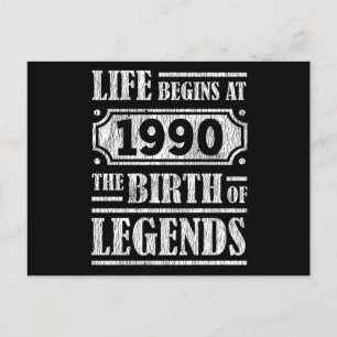 Postal 35 Cumpleaños Leyenda de 1990 Nacimiento 35 Años