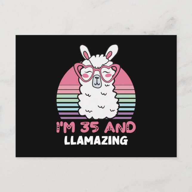 Postal 35 Year Old Bday Llamazing 35th Birthday Llama (Anverso)