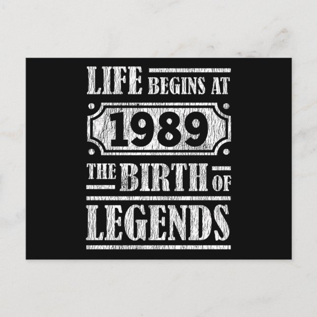 Postal 36 Años De Edad 1989 Nacimiento De La Leyenda 36º  (Anverso)