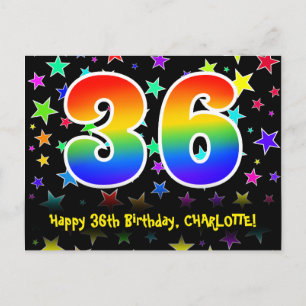 Postal 36 Cumpleaños: Patrón de Estrellas Divertidas, Arc
