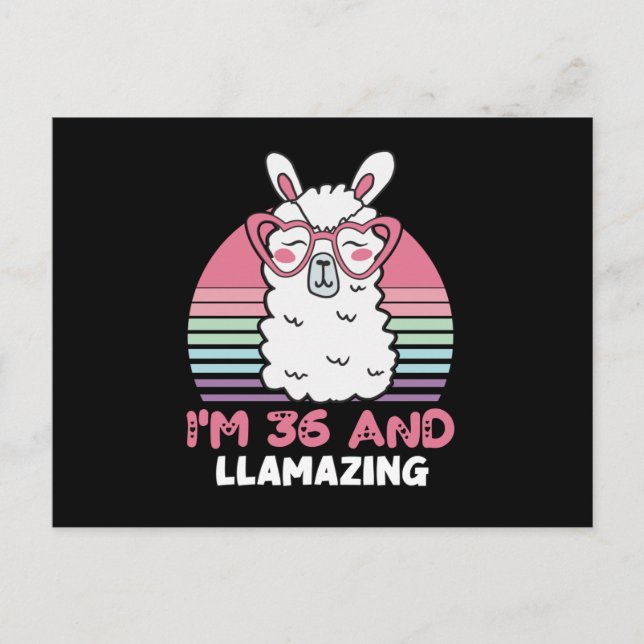 Postal 36 Year Old Bday Llamazing 36th Birthday Llama (Anverso)
