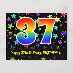 Postal 37 Cumpleaños: Patrón de Estrellas Divertidas, Arc