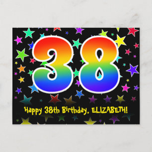 Postal 38.º cumpleaños: Patrón de estrellas divertidas, a