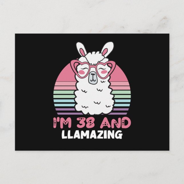 Postal 38 Year Old Bday Llamazing 38th Birthday Llama (Anverso)