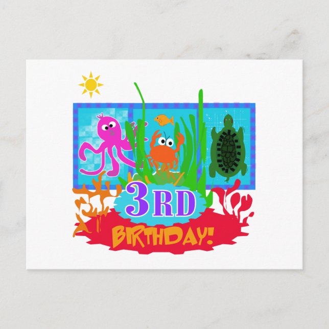 Postal 3.ª Aventura Submarina Camisas de Cumpleaños (Anverso)