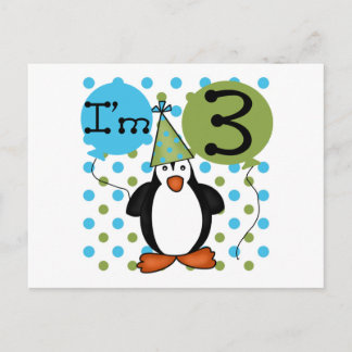 Postal 3.ª camiseta y regalo de cumpleaños del pingüino