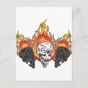 Postal 3.ª copia de calaveras inflamantes