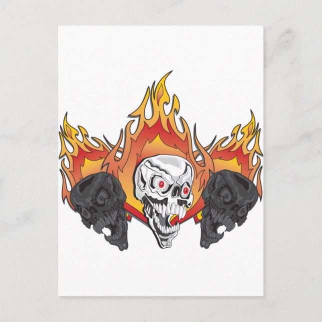 Postal 3.ª copia de calaveras inflamantes (Anverso)