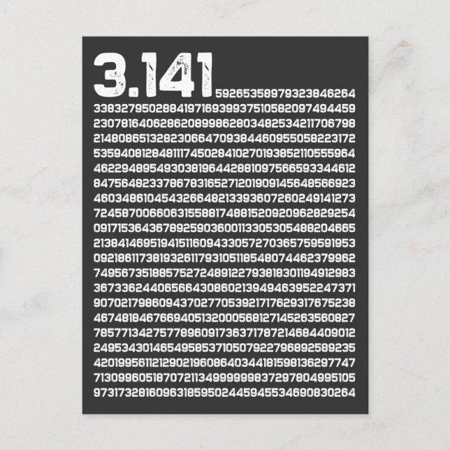 Postal 3.14 Pi Day Matemáticas Número Irracional Pi (Anverso)