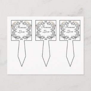 Postal 3 Aves de Amor Pizarra de la Copa de Bodas Blancos