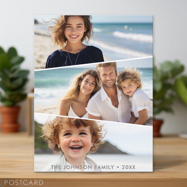 Postal 3 Collage de fotos desigual - Funky Arte Cuadrilat (Personalized Photo Postcard)