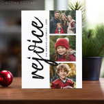 Postal 3 Collage de fotos - Feliz Navidad<br><div class="desc">Usa tres fotos y haz un exclusivo y moderno saludo de Feliz Navidad con un tema en blanco y negro. Si necesita mover algo,  haga clic en el botón personalizar para realizar cambios.</div>