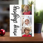 Postal 3 Collage de fotos - Feliz Navidad moderna<br><div class="desc">Usa tres fotos y haz un exclusivo y moderno saludo de Feliz Navidad con un tema en blanco y negro. Si necesita mover algo,  haga clic en el botón personalizar para realizar cambios.</div>