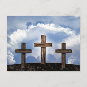 Postal 3 cruces empantanadas con el cielo