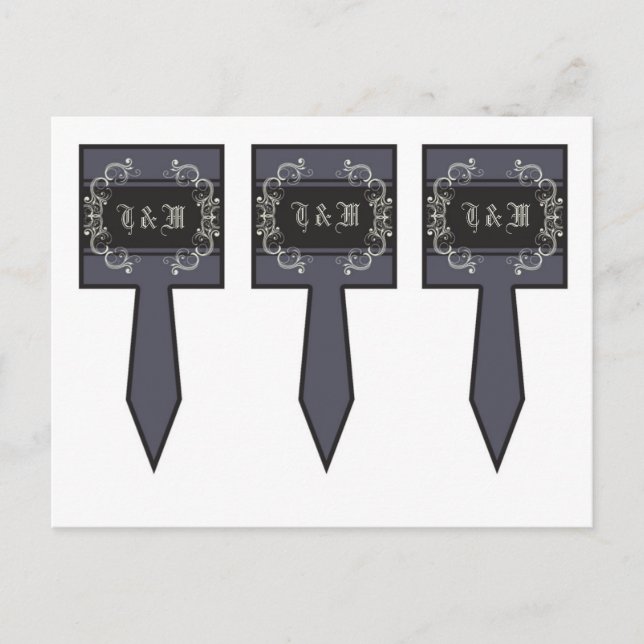 Postal 3 Cup Cake Picks Black Tie Affair Filigree Scroll (Anverso)