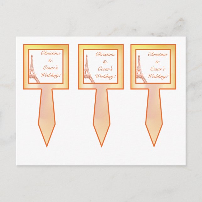 Postal 3 Cup Cake Picks Paris Peach (Anverso)