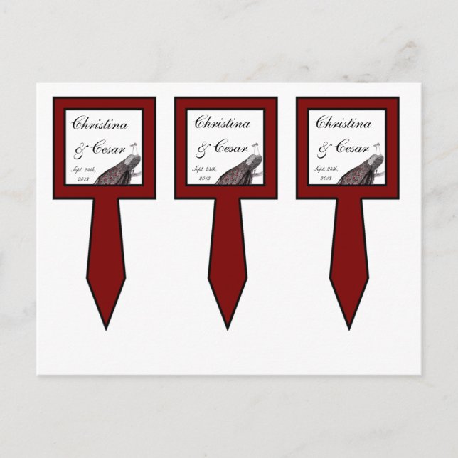 Postal 3 Cup Cake Picks Peacock Blanco Rojo (Anverso)