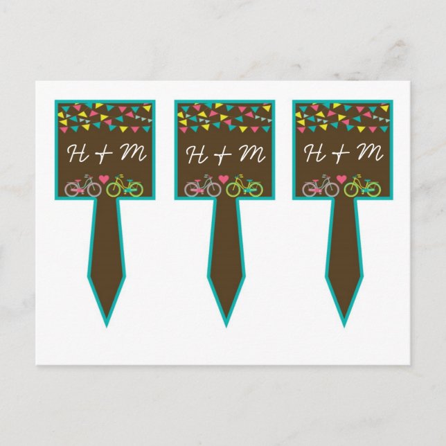 Postal 3 Cup Cake Picks Whimsical Love Amantes de las bic (Anverso)