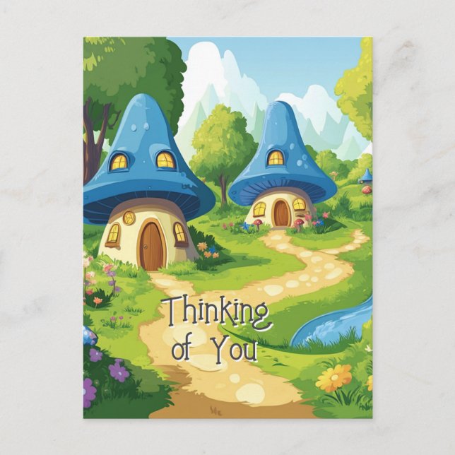Postal 3 de 17 pueblo de Blue Mushroom (Anverso)
