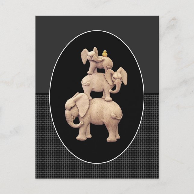 Postal 3 elefantes y 1 pato (Anverso)