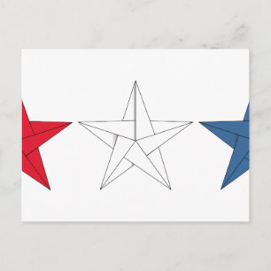 Postal 3 estrellas de origen - rojo, blanco y azul