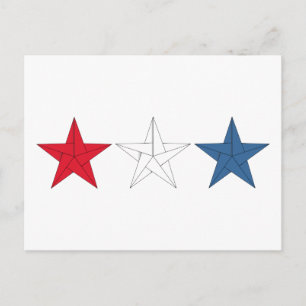 Postal 3 estrellas de origen - rojo, blanco y azul