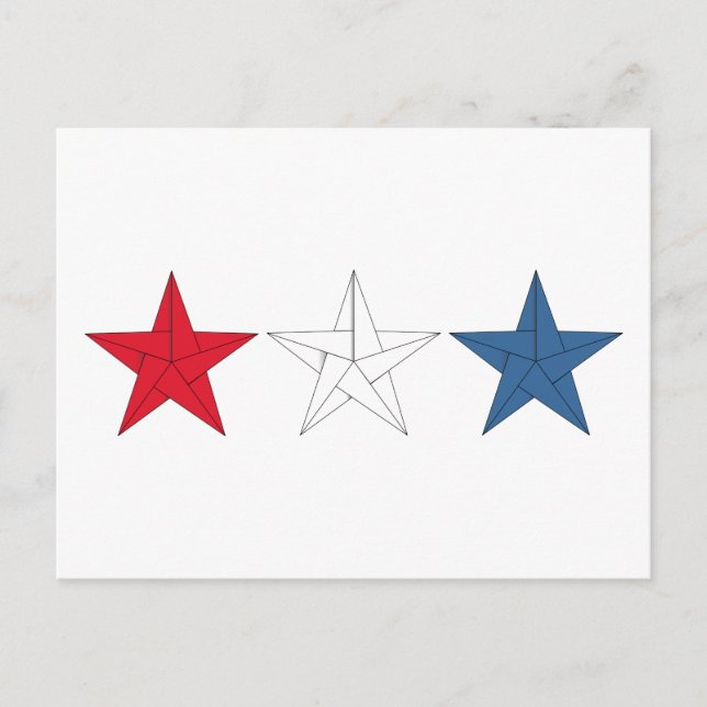 Postal 3 estrellas de origen - rojo, blanco y azul (Anverso)