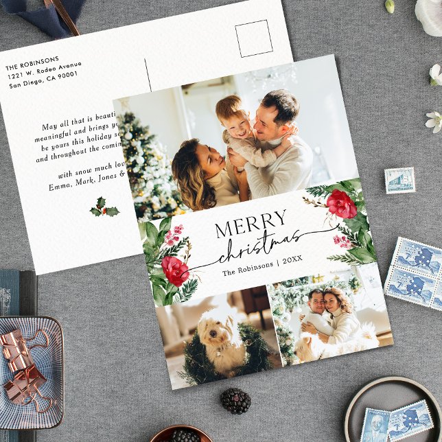 Postal 3 Foto Elegante Invierno Botánico Feliz Navidad (Subido por el creador)