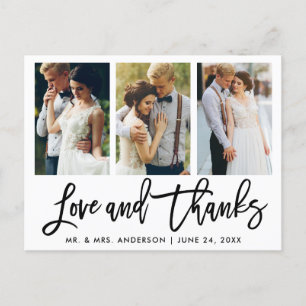 Postal 3 Foto Moderno Guión Pincel Boda Amor Gracias
