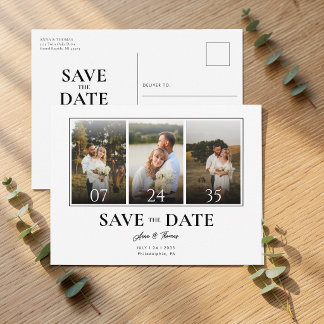 Postal 3 Foto Simple Moderno Ahorra La Fecha Boda