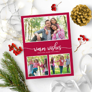Postal 3 Fotos Deseos Cálidos Navidad Simple Moderna