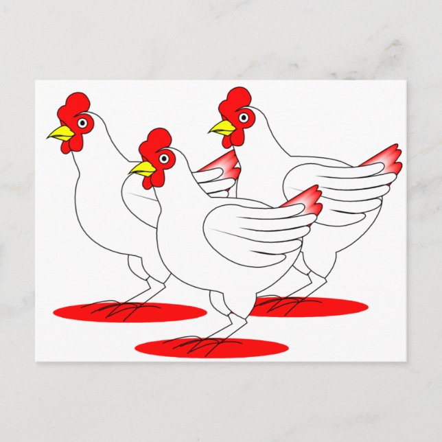 Postal 3 gallinas francesas (Anverso)