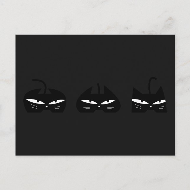 Postal 3 gatos negros de noche (Anverso)