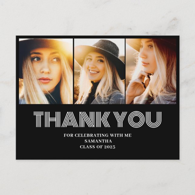 Postal 3 Graduación de Collage de fotos Gracias Postcard (Anverso)