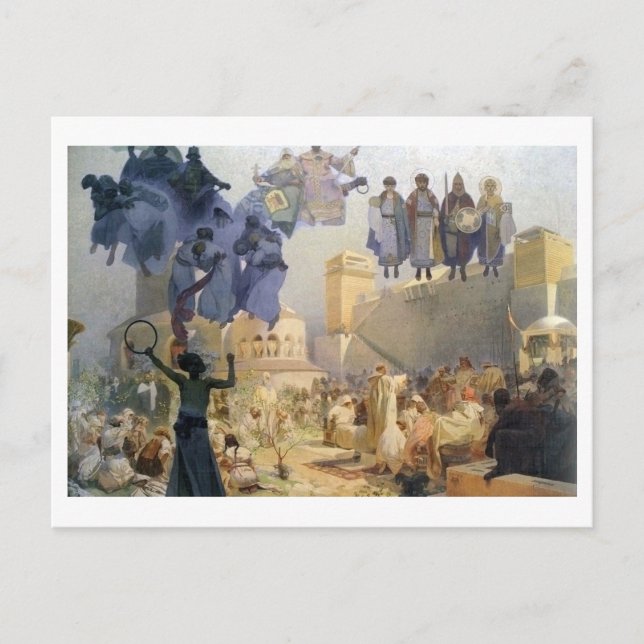 Postal #3 La introducción de la liturgia eslava, Mucha (Anverso)