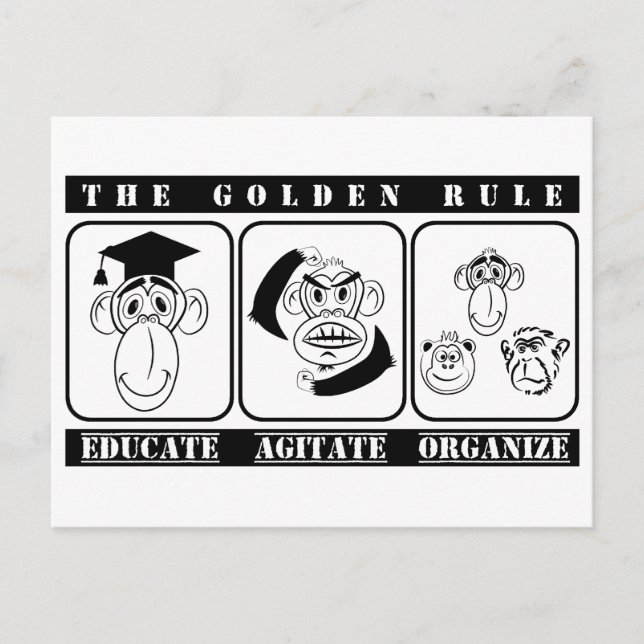 Postal 3 monos educan agitan la organización (Anverso)