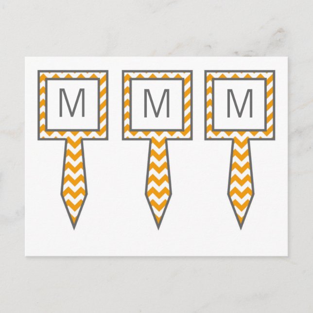 Postal 3 Palitos Para Cup Cake Amarillo Gris Chevron Nomb (Anverso)