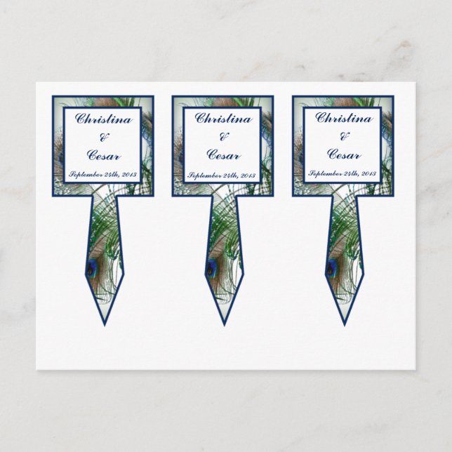 Postal 3 Palitos para pastel Peacock Feathers Azul/Verde (Anverso)