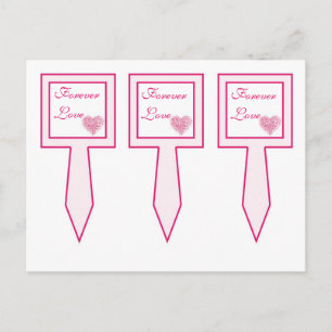 Postal 3 pasteles de la copa de Boda de corazón rosa clar