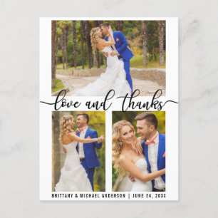 Postal 3 Photo Modern Boda Love and Gracias Script