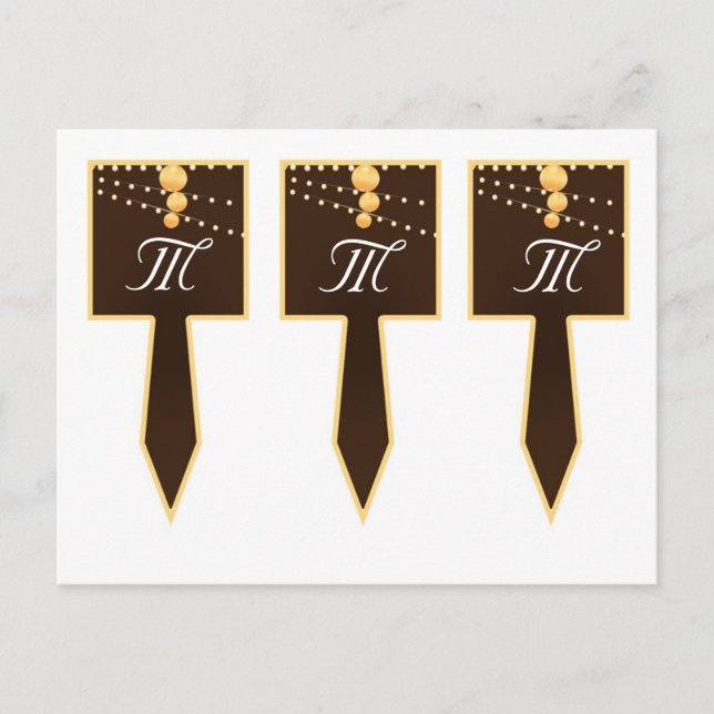 Postal 3 tazas escoge linternas de papel en chino marrón (Anverso)