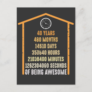 Postal 40.º cumpleaños 40 años de edad 480 meses