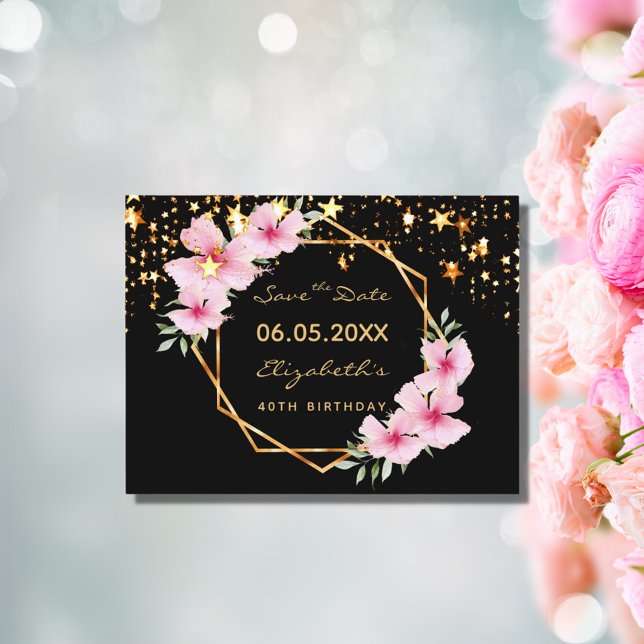 Postal 40.º cumpleaños Salvar la fecha estrellas tropical (Subido por el creador)