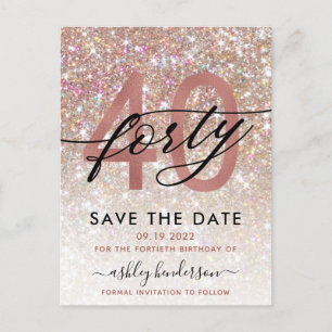 Postal 40.º Purpurina de Moda de cumpleaños, Ombre, Salva