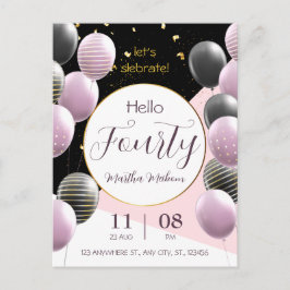 Postal 40 aniversario. Cumpleaños elegante