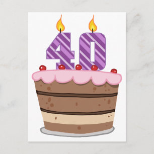 Postal 40 años en el pastel de cumpleaños
