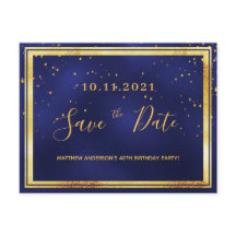 40° cumpleaños oro azul oscuro salva la fecha